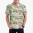 thumbnail image 2 of Balery Tropical Flamingo Printed Men’s Short Sleeve Polo Shirt, Midweight Men's Shirt,Golf Polo shirts -Small, 2 of 8