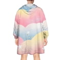 thumbnail image 2 of Colorful Cloud Star Pattern Wearable Oversized Blanket,Wearable Blanket Hoodie for Adults,Cozy Hooded Blankets with Super Pockets,Super Warm Fuzzy Pullover for Women & Men, 2 of 6