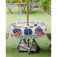 thumbnail image 4 of 4th of July US Flag Vase Fireworks Stars Retro Linen Table Cloth with Umbrella Hole and Zipper,Outdoor Tablecloth Waterproof Patio Table Cloths Spillproof Washable Table Cover Blue Plaid, 4 of 6