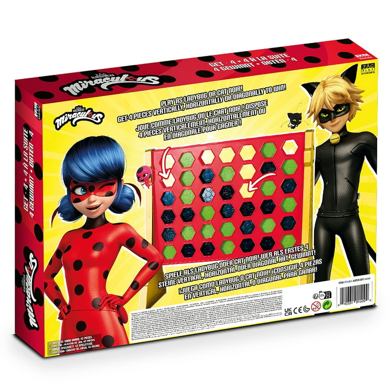 Miraculous Ladybug Get 4, Paris Grid with Connect Ladybug and Cat Noir  Tokens, 4 in a Row Game, Strategy Board Games for Kids, Wyncor