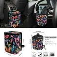 thumbnail image 4 of KUIFORTI Butterfly Pattern Car Seat Covers Full Set 15 Piece Seat Covers Steering Wheel Cover Seat belt Cover Pad Cup Coasters Car Garbage Bag Car Storage Box Rear View Mirror Cover Keychain, 4 of 6