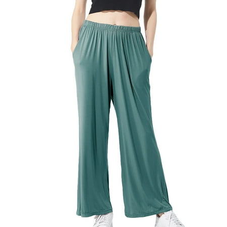

Homgro Women s Plus Size Pajama Bottom Mid Rise Pj Sleep Pant Trousers Wide Leg Thin Relaxed Green 5X-Large
