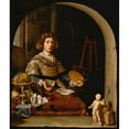 thumbnail image 2 of Cornelis Bisschop 12x14 Black Ornate Wood Framed Double Matted Museum Art Print Titled: The Artist in His Studio (ca. Between 1665 and 1670), 2 of 5