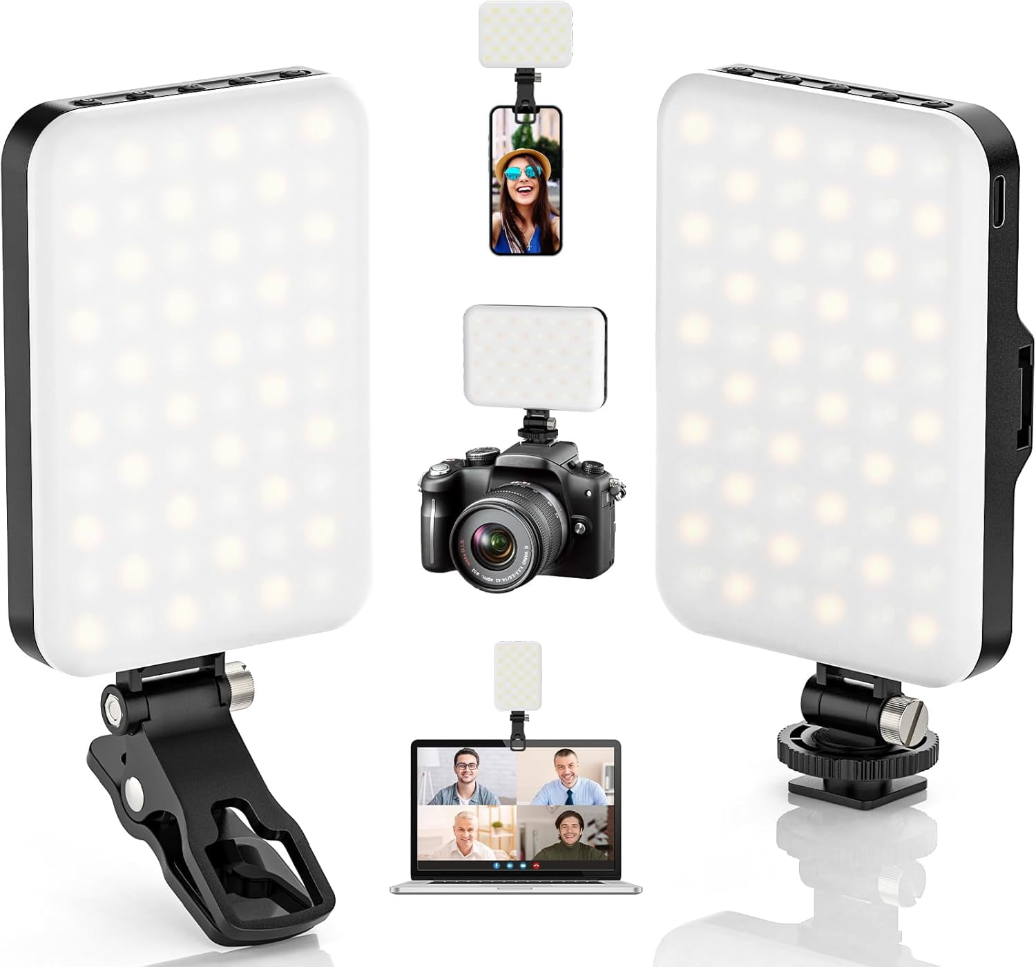 Metallic LED Selfie Light With Clip – Portable RGB Video Light, Rechargeable, Dimmable Panel Lamp For IPhone, Vlogging, Travel