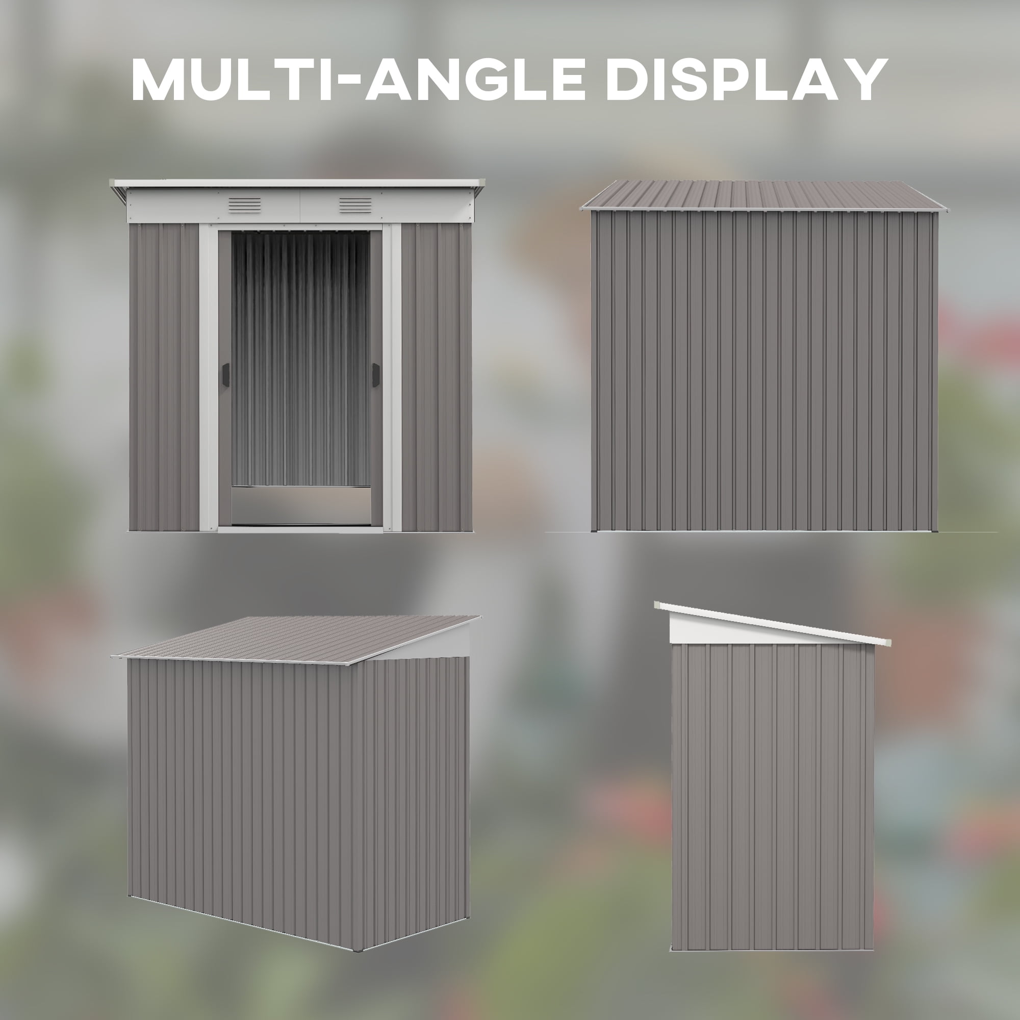 Outsunny Weather Resistant Steel Metal Outdoor Garden Storage Shed with Vents 6 x 4, Gray