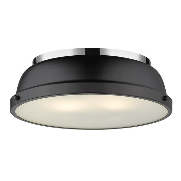 Yep by Golden Lighting Duncan 2-light Flush Mount in Chrome and Matte Black shade