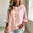 thumbnail image 6 of Women's Oversized 3/4 Sleeve Sweatshirt, Loose Fit Drawstring Shirt, Lightweight Casual Fall Outwear, 6 of 6