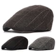 thumbnail image 2 of MesaSe Newsboy Caps Advanced Flat British Western Style Button Design Men Striped Hat for Daily Wear, 2 of 11