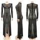 thumbnail image 5 of Vestido largo Nagfar para mujer, fiesta de cumpleaños con diamantes de imitación, negro, talla S, 5 of 6