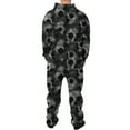 thumbnail image 6 of Men One Piece Pajamas Sleepwear Halloween Black Skeleton Print Onesies Adults Hooded Onesies Pyjamas, 6 of 6