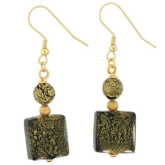 GlassOfVenice Murano Glass Vivaldi Earrings - Black and Gold