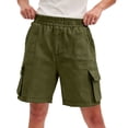 thumbnail image 5 of Tqcoqu Women's Casual Denim Cargo Hiking Shorts,Elastic Waist Knee Length with Multi Pockets,Army Green Women's S-XXL, 5 of 10