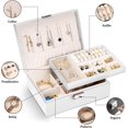 thumbnail image 4 of Organizador de joyas, Caja de Almacenamiento de Joyería Multifuncional Estuche para Anillos, Pendientes, Pulseras, Collares y Reloj (Blanco), 4 of 4