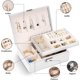 thumbnail image 4 of Organizador de joyas, Caja de Almacenamiento de Joyería Multifuncional Estuche para Anillos, Pendientes, Pulseras, Collares y Reloj (Blanco), 4 of 4