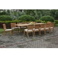 thumbnail image 5 of Teak Dining Set: 12 Seater 13 Pc: 117" Double Extensions Rectangle Dining Table & 10 Arbor Stacking Armless Chairs Outdoor Patio Grade-A Teak Wood WholesaleTeak #WMDSAB31, 5 of 5