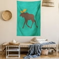 thumbnail image 2 of Moose Decor Tapestry, Moose with Antlers Illustration Deer Family Cute Creature Artisan Design, Wall Hanging for Bedroom Living Room Dorm Decor, 60W X 80L Inches, Turuquoise Brown, by Ambesonne, 2 of 5