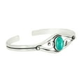 thumbnail image 2 of 925 Silver Plated Natural Turquoise Cuff Bangle Bracelet for Women – Handmade Open Bangle – Green Gemstone December Birthstone Statement Jewelry – Gift for Her, 2 of 6