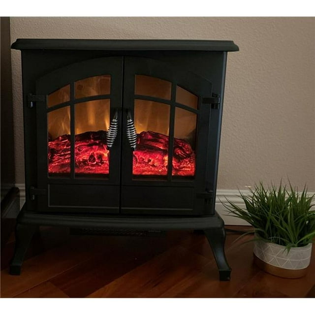 X-Brand HT9737LG Réchaud Portable Autoportant de 24,7 Pouces de Hauteur avec Contrôle Manuel et Effet de Flamme LED, Noir