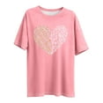 thumbnail image 4 of Valentines Day Shirts for Women Oversized Graphic Tee, Plus Size Pink T Shirt with Split Heart Leopard Print Design (XL-5XL),Size 3XL, 4 of 4