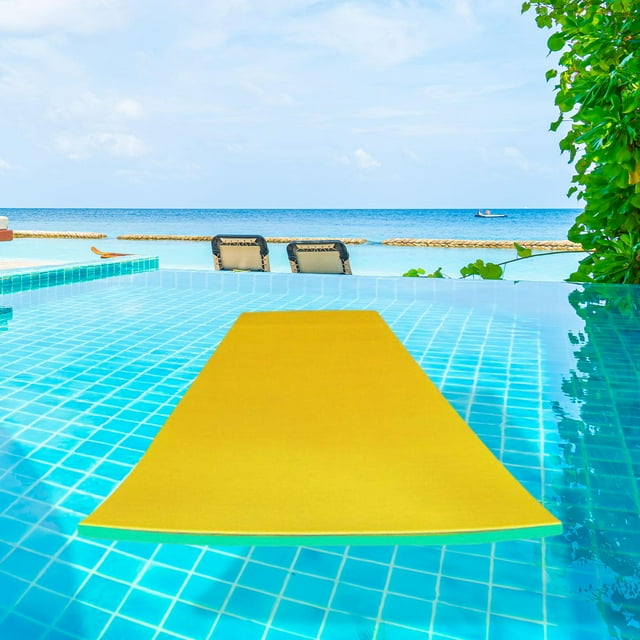 Colchoneta flotante de agua, almohadilla flotante para piscina, balsa flotante de algodón Xpe, flotador tipo alfombra insumergible, cama, colchón a la Amarillo 110x40x22cm