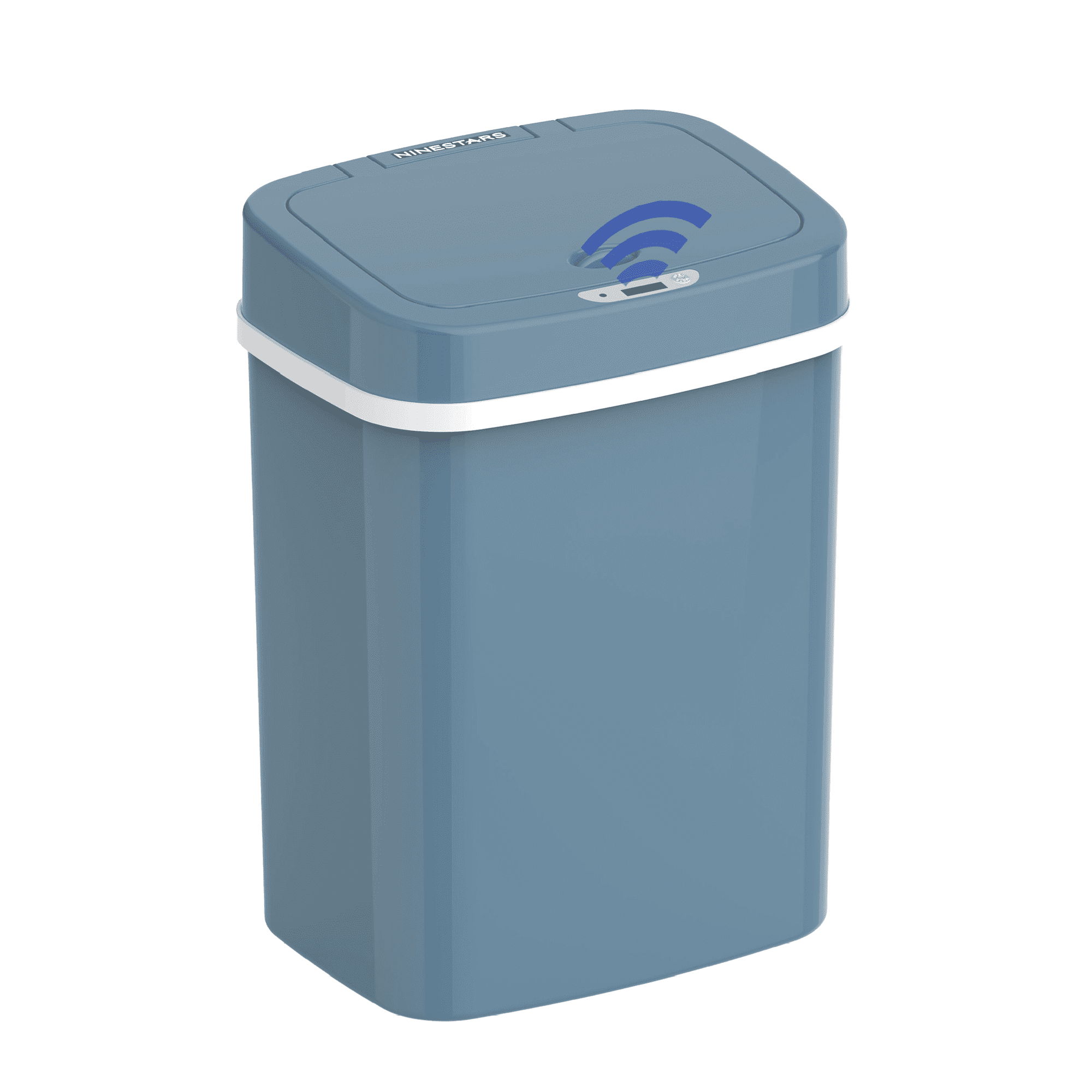 Nine Stars Automatic Bathroom Trash Can, 3 Gallon Plastic Motion Sensor Garbage Bin with Soft Close Lid, Steel Blue