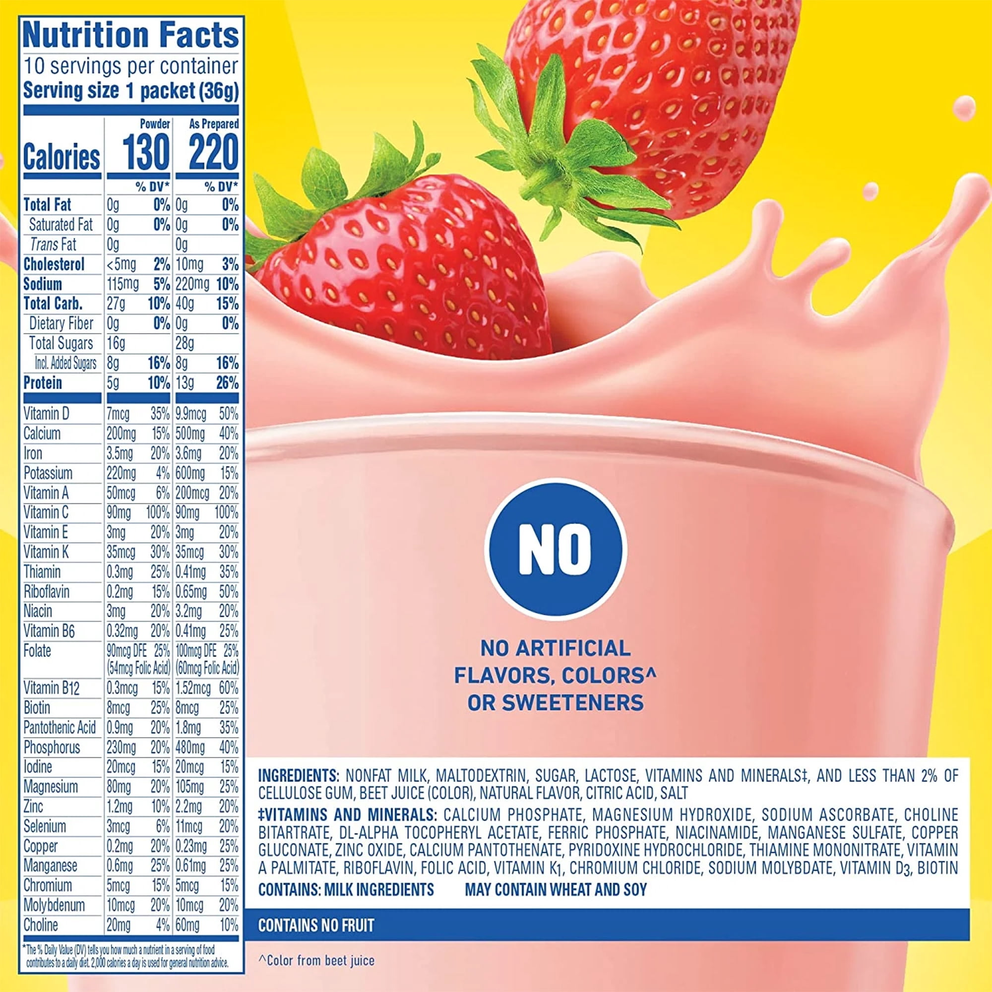 Carnation Breakfast Essentials Powder Protein Nutritional Shake Drink Mix Packets, Strawberry Sensation Breakfast Shake, 10 Count