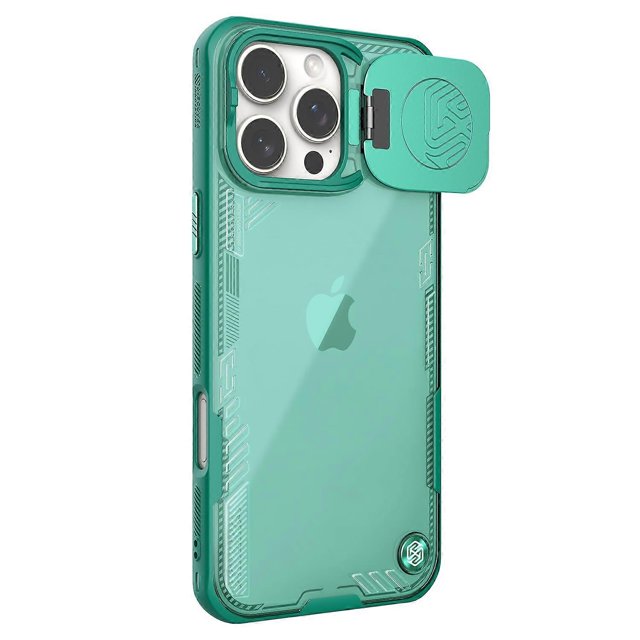 NILLKIN Iceblade Prop for iPhone 16 Pro Max Case PC+TPU Phone Shell with Lens Cover Kickstand - Gree