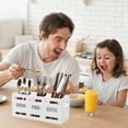 thumbnail image 4 of Wood Kitchen Utensil Holder - Decorative Utensil Tray, Basket to Put Silverware with 3 Compartments for Countertop, Organizer Storage Box for Storing Knives, forks and Spoons, 4 of 12