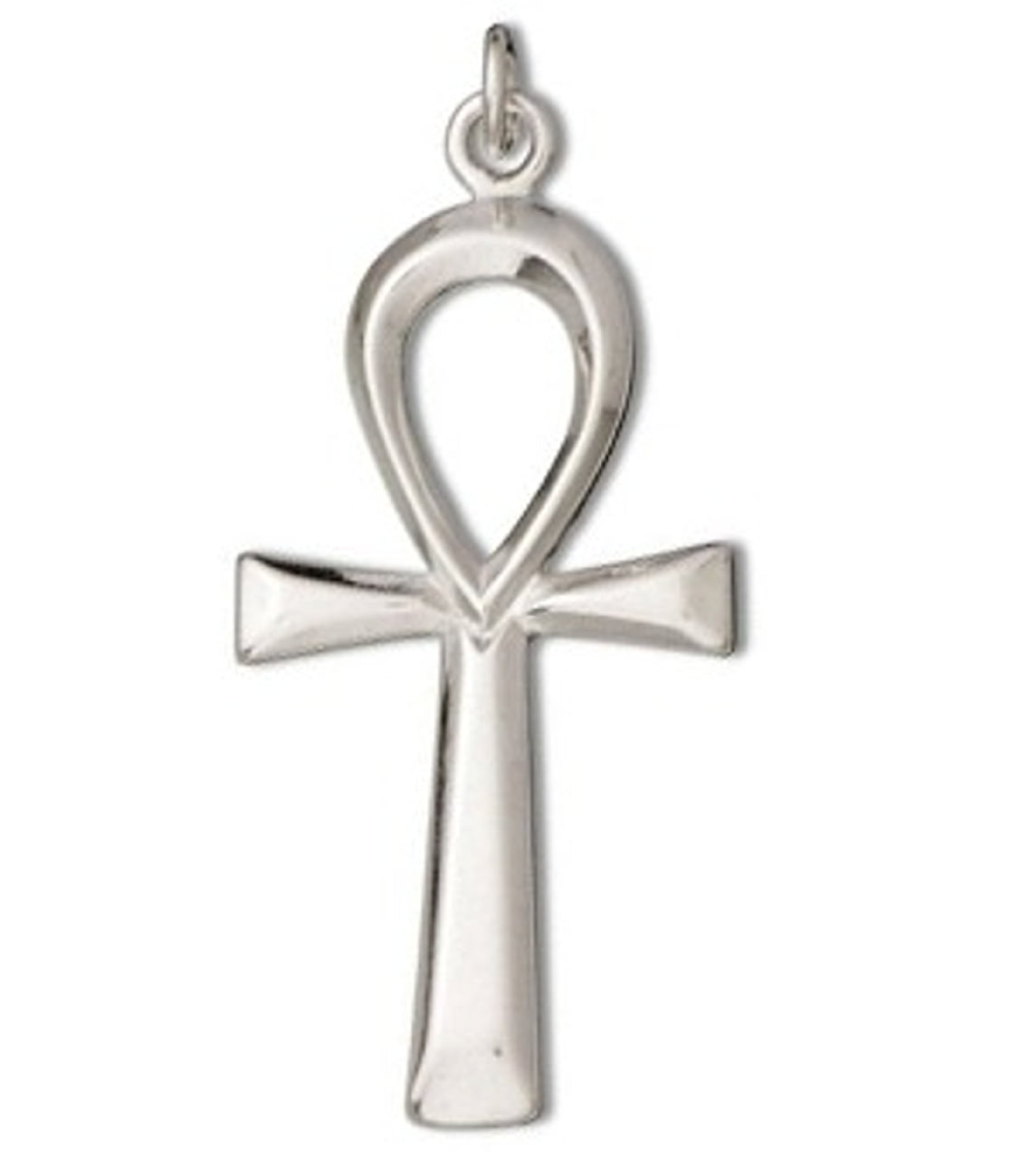 Sterling Silver Womens 1mm Box Chain 3D Smooth Ankh Life Symbol Pendant Necklace