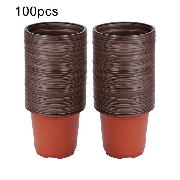 WinWay 100Pcs Plastic Flower Pots Round Plant Pots for Potting Plants Cuttings Herbs Succulents Gardens Porches Greenhouses Spare Parts