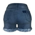 thumbnail image 4 of Women's Mid Rise Ripped Denim Shorts Frayed Raw Hem Casual Jeans Shorts, 4 of 5