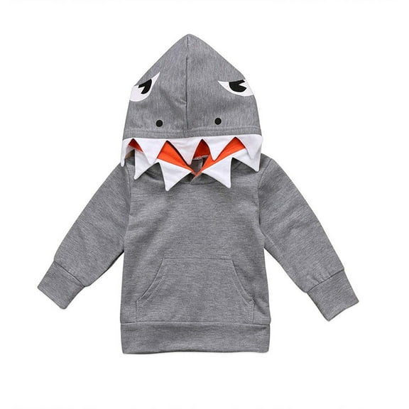 Kiapeise Toddler Kids Boys Girls Shark Hooded Tops Hoodie Jacket Coat Outerwear 1-6T