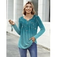 thumbnail image 5 of Zeagoo Womens Tops Dressy Casual Beach Vacation Clothes for Women Business Casual Long Shirts V Neck Tee Shirt Ladies Top and Blouses Ethnic Style, 5 of 7