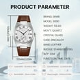 thumbnail image 2 of SKMEI Men's Casual Leather Watch Big Face Watch for Men，Fashion Business Dress Analog Quartz Waterproof Wrist Watch, 2 of 7
