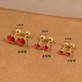 thumbnail image 2 of Women Small Red Round Diamond Stud Earrings, Hypoallergenic Stainless Steel Earrings 4mm, 2 of 4