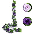 thumbnail image 3 of Topboutique 5 Pcs Fake Rose Vine Flowers Plants,Artificial Flower Garland Hanging Rose Ivy,Fake Rose Hanging Flowers for Wedding Birthday Party Arch Garden Floral Garlands Decor,Purple,40ft(total), 3 of 9