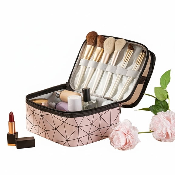 Double Portable Large Capacity Makeup Bag , Travel-friendly Toiletry Bag for Makeup Storage