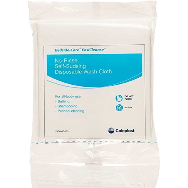 Toallitas de baño Coloplast 7056Pk, paquete de 5, desechables sin enjuague