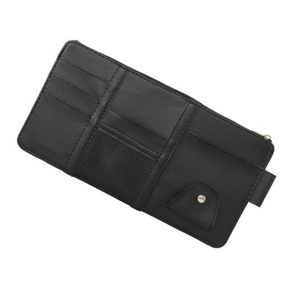 Kenally PU cuero coche visera bolsa gafas de sol bolsa almacenamiento estuche organizador negro Type2 NO2
