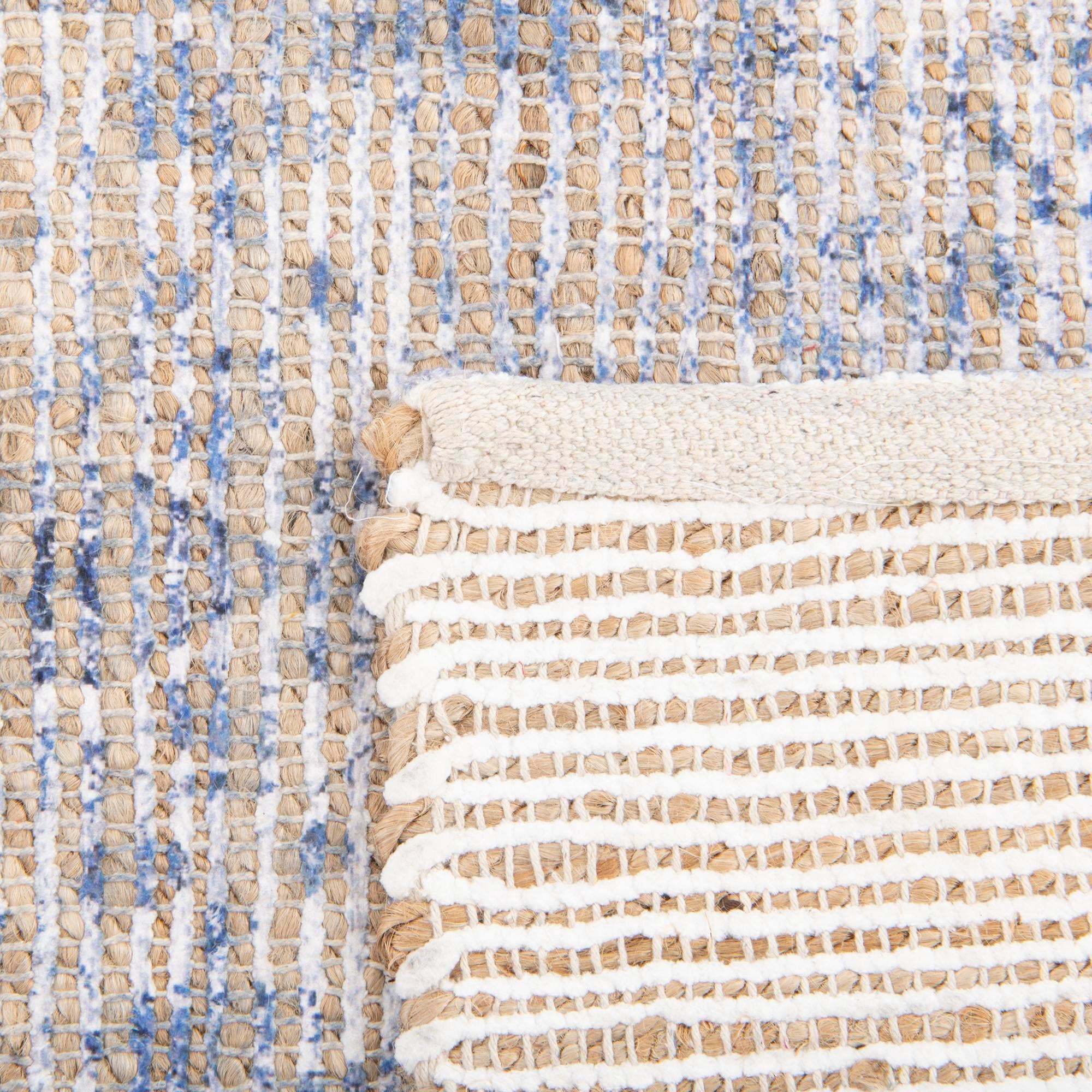 Unique Loom Chenille Jute Collection Area Rug - Amba (9' x 12' Rectangle Blue/Ivory)
