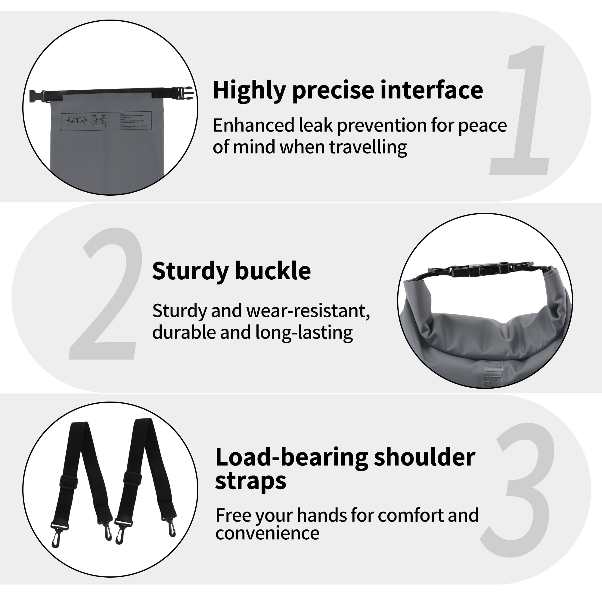 Unique Bargains Durable Waterproof Dry Bag Grey Pattern 2
