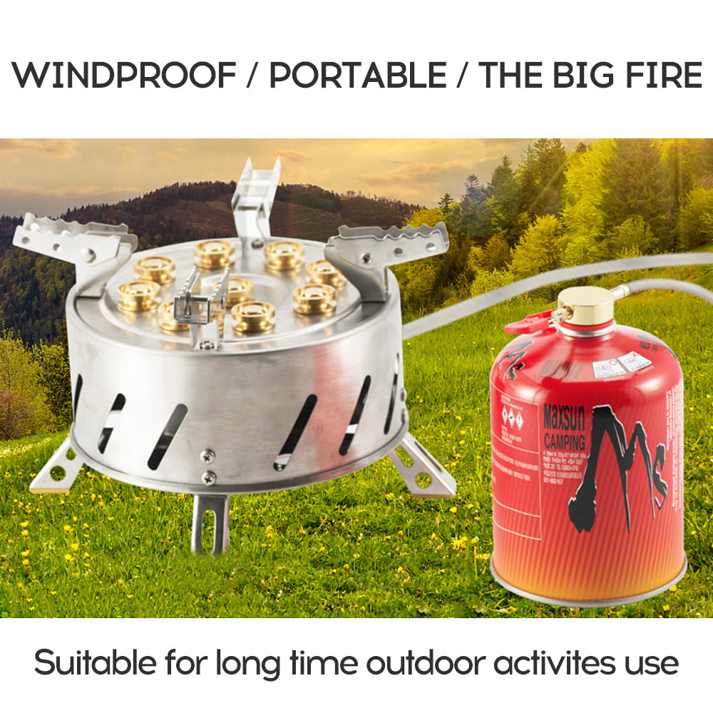 Outdoor Stainless Steel 9-Head Stove Portable 9 Hole Fire & Brimstone Stove W2A0 