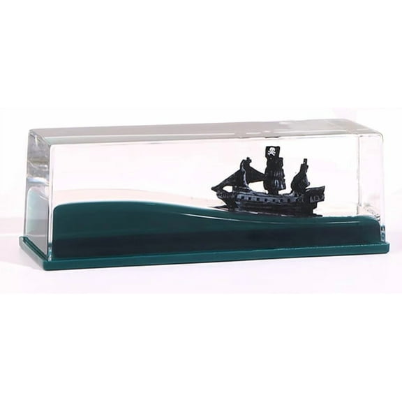 ABCISI Black Pearl Pirate Ship in a Bottle, Boat in a Box Liquid Wave Fluid Drift Bottle, Black Pearl Pirate Model Ship Sailing Simulation for Home Decoration Display Cases Desk Toy Gifts (Box)