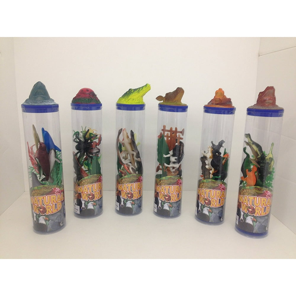 Natural World Set of 6 Toy Animal Mini Figures in a Tube