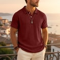 thumbnail image 2 of Gamivast Linen Shirt for Men Turn Down Collar Short Sleeve Casual Dressy Golf Shirts Regular Fit Solid Textured Breathable Athletic Shirts Summer Tops, 2 of 8
