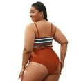 thumbnail image 2 of HAWEE Women's Two Piece Swimsuits Crop Top Striped Printed High Waisted Colorblock Bikini Set, 2 of 6