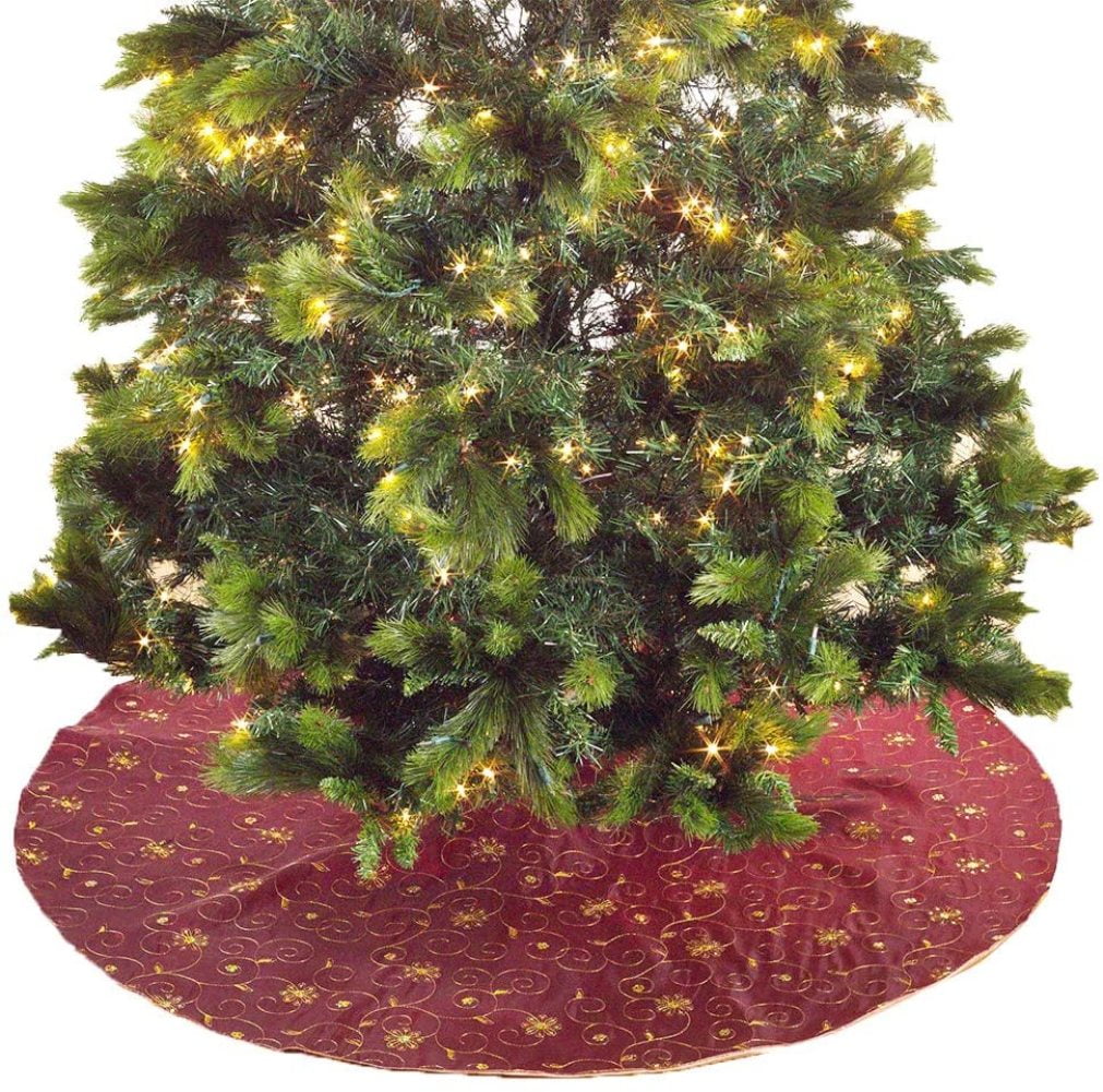 "MilcTabe Embroidered and Sequined Holiday Christmas Tree Skirt