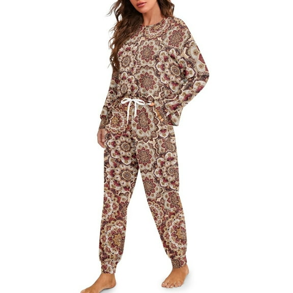 Tutolipy Flower Printed Womens Pajama Sets Button Down Sleepwear Comfy 2 Piece Pjs Set Long Sleeve Loungewear with Pants Nightwear, S