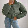 thumbnail image 2 of TAIAOJING Women's Winter Cropped Puffer Jacket Autumn Long Sleeved Zipper Drawstring Waist Stand Up Collar Solid Color Bread Coat Cotton Coat Oversized Zip-Up Quilted Puffy Short Down Coat, 2 of 7