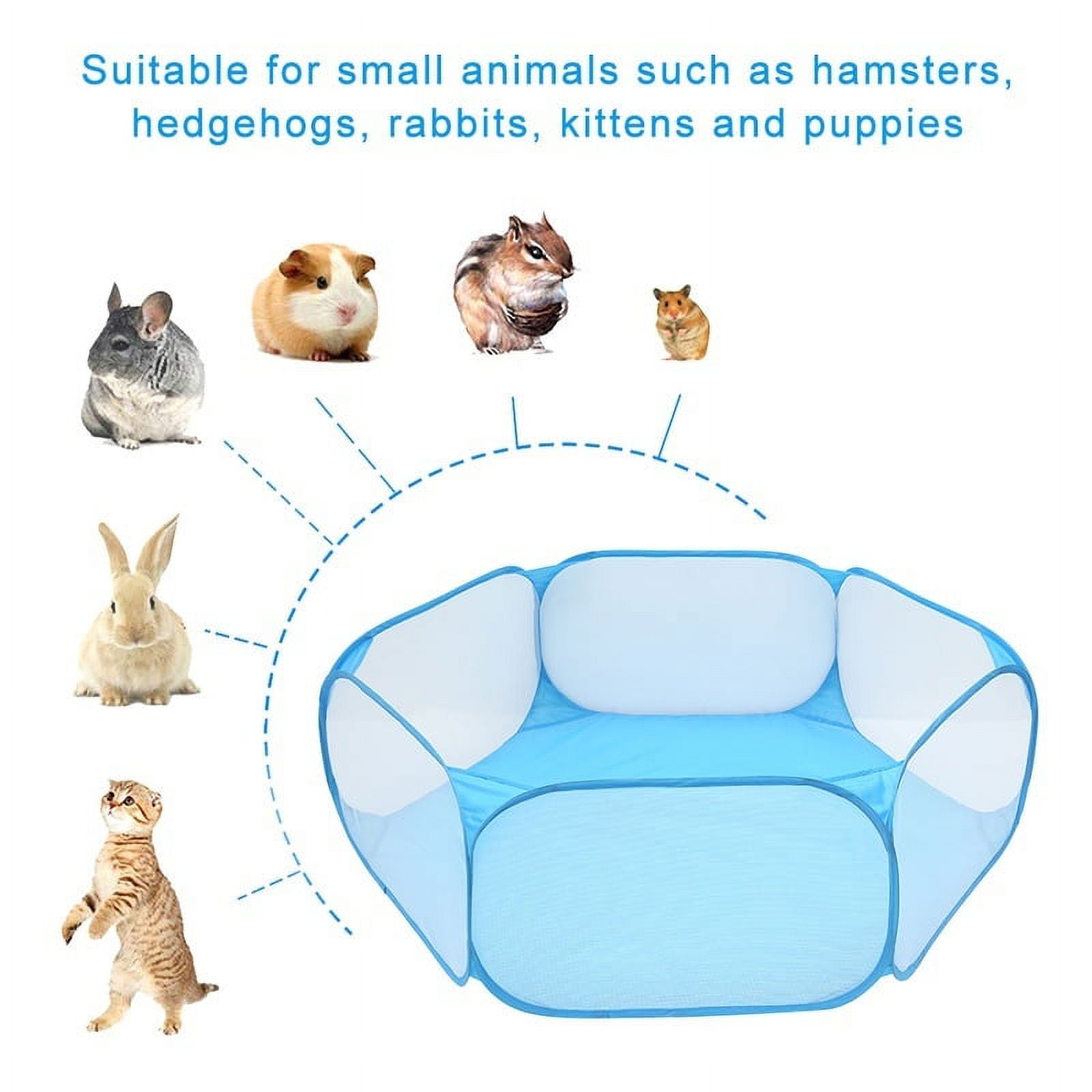 Small Animals Cage Tent, Breathable & Transparent Pet Play Pop O Outdoor/Indoor Exercise Fence, Portable Yard Fence for Guinea Pig, Rabbits, Hamster, Chinchillas and Hedgehogs